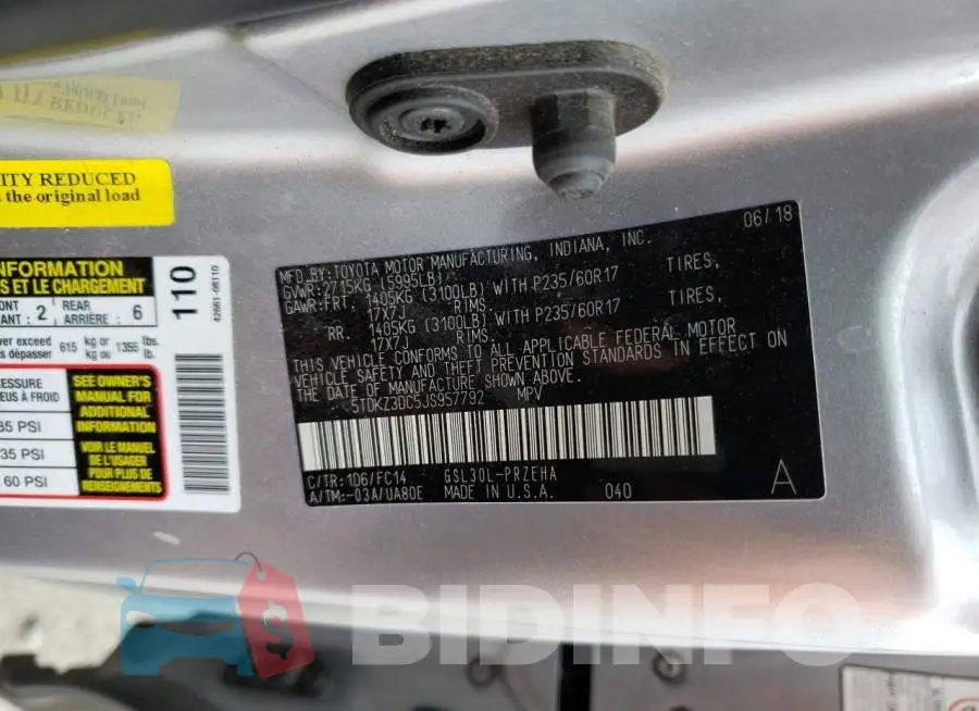 5TDKZ3DC5JS957792 Photo# 14