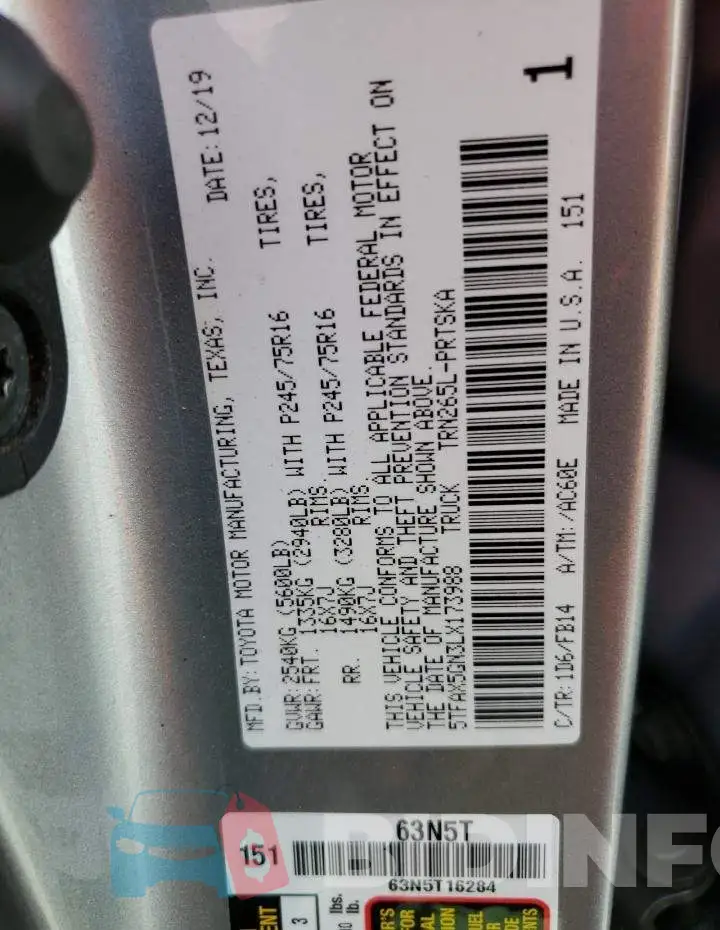 5TFAX5GN3LX173988 Photo# 12