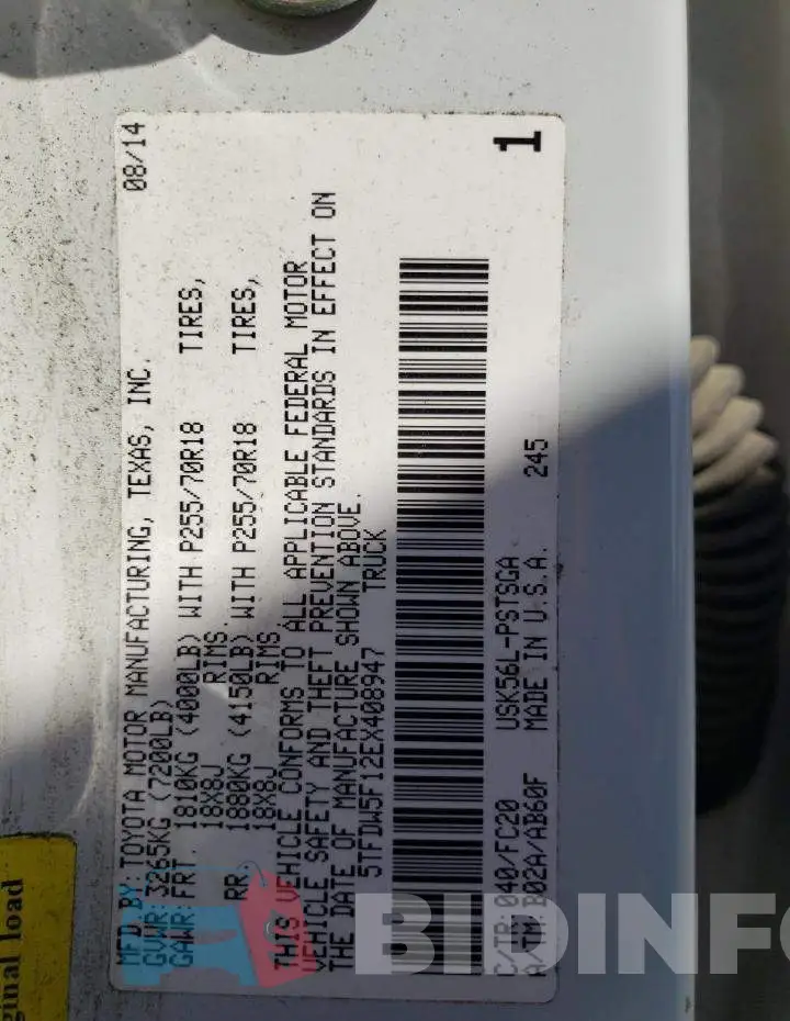 5TFDW5F12EX408947 Photo# 12
