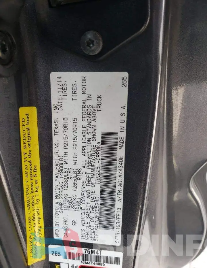5TFTX4CN2FX052401 Photo# 12