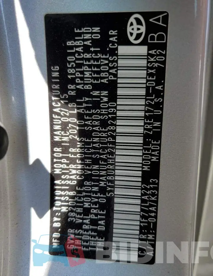 5YFBURHE2FP282190 Photo# 12
