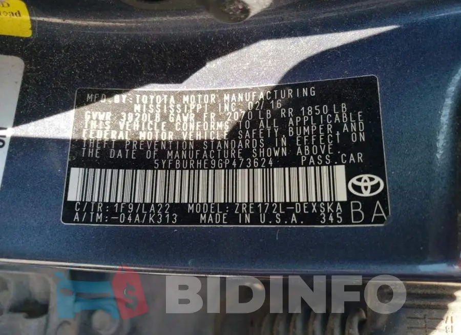 5YFBURHE9GP473624 Photo# 12
