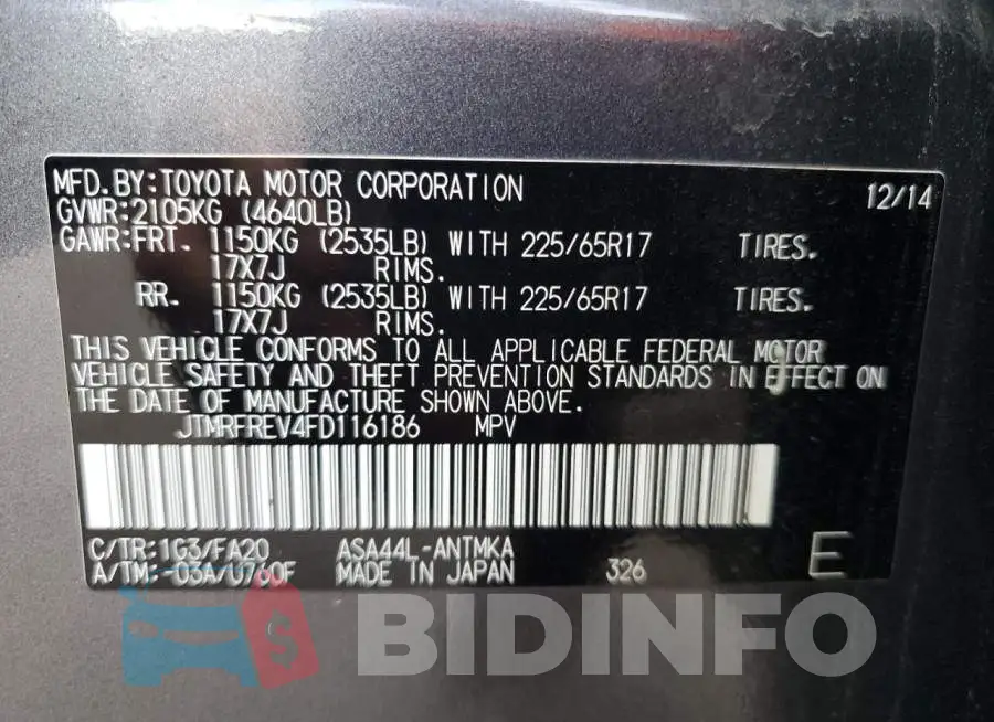 JTMRFREV4FD116186 Photo# 12
