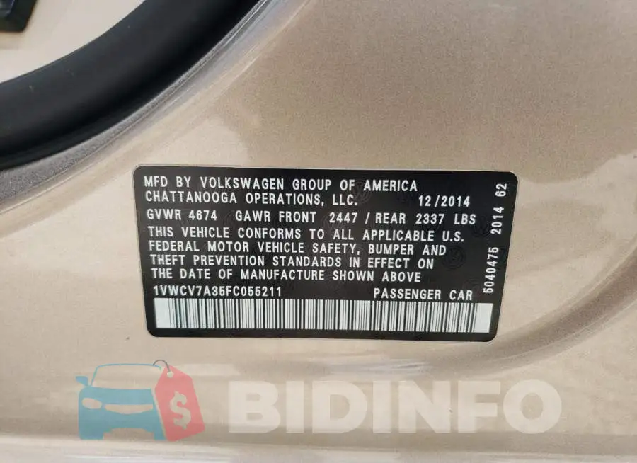 1VWCV7A35FC055211 Photo# 13