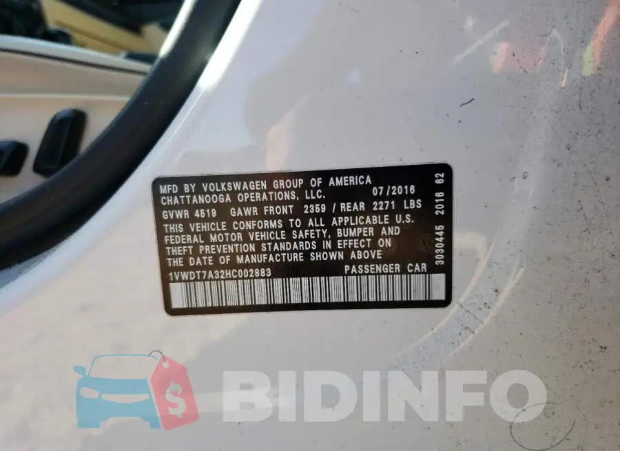 1VWDT7A32HC002883 Photo# 12