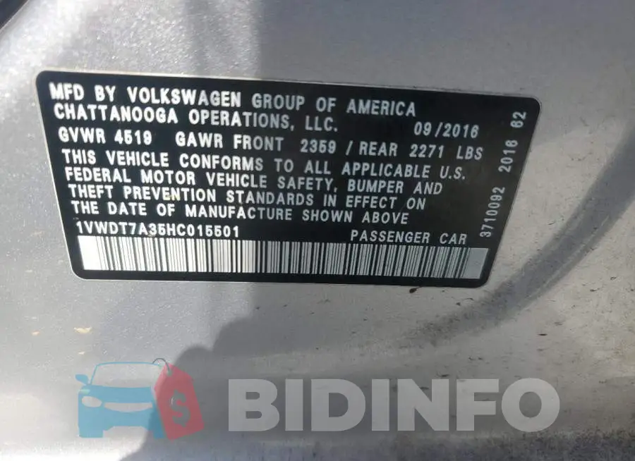 1VWDT7A35HC015501 Photo# 13