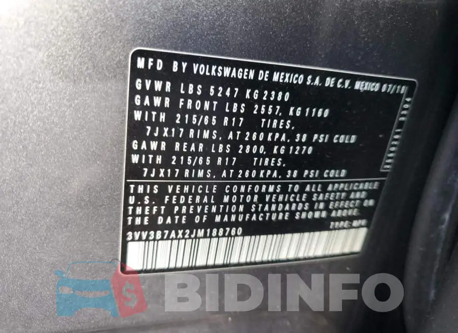 3VV3B7AX2JM188760 Photo# 12