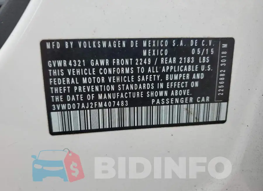 3VWD07AJ2FM407483 Photo# 13