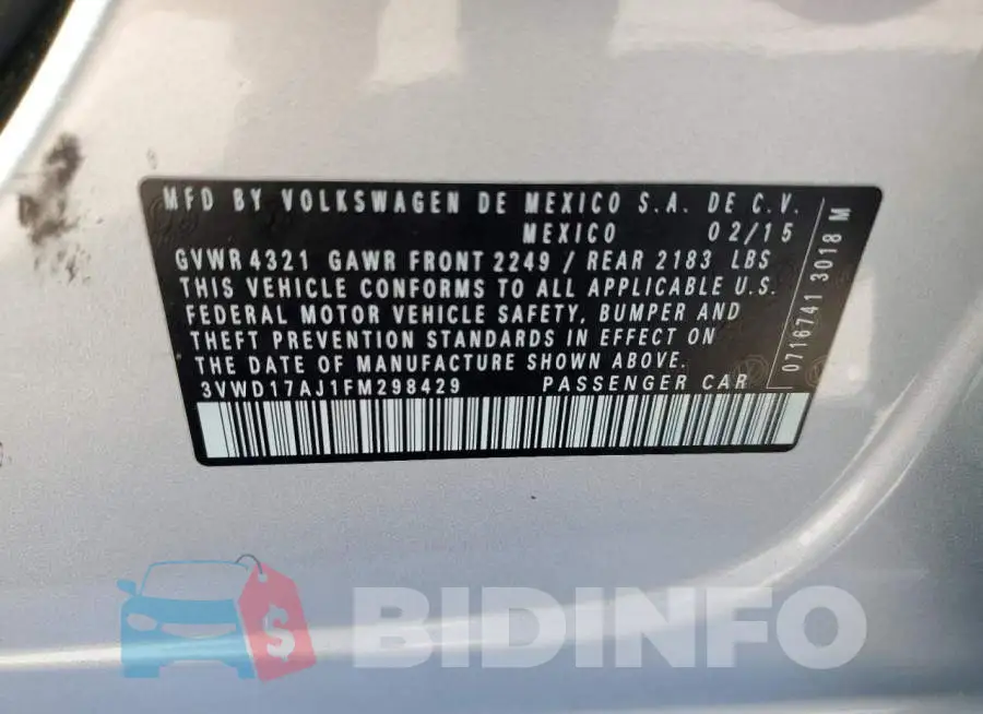 3VWD17AJ1FM298429 Photo# 12