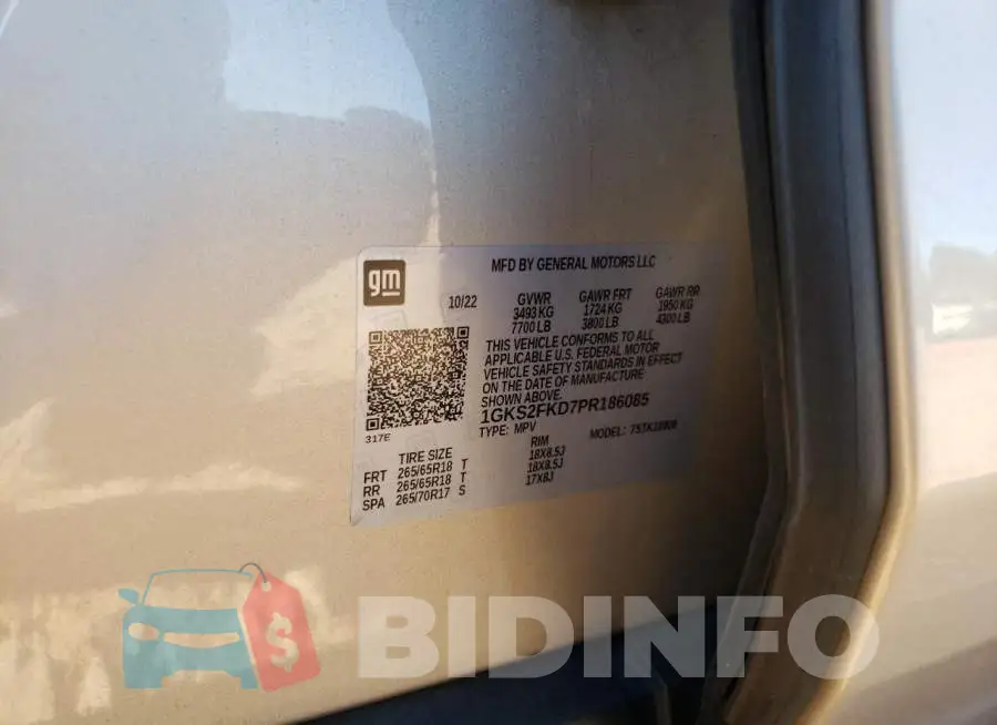 1GKS2FKD7PR186085 Photo# 13