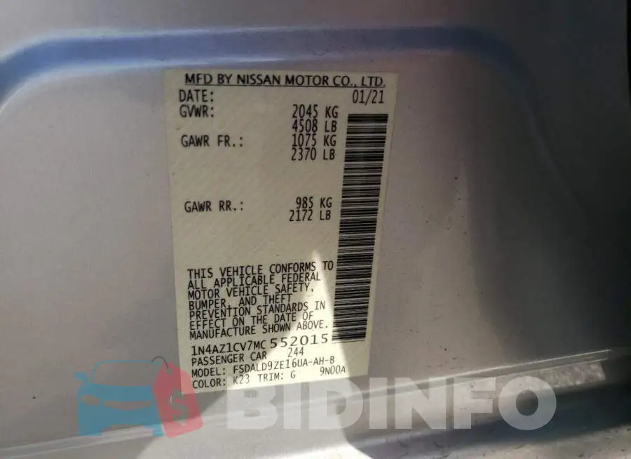 1N4AZ1CV7MC552015 Photo# 12