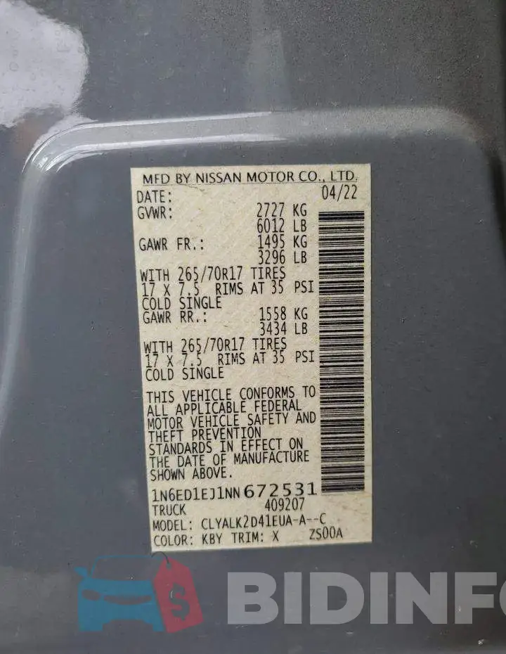 1N6ED1EJ1NN672531 Photo# 12