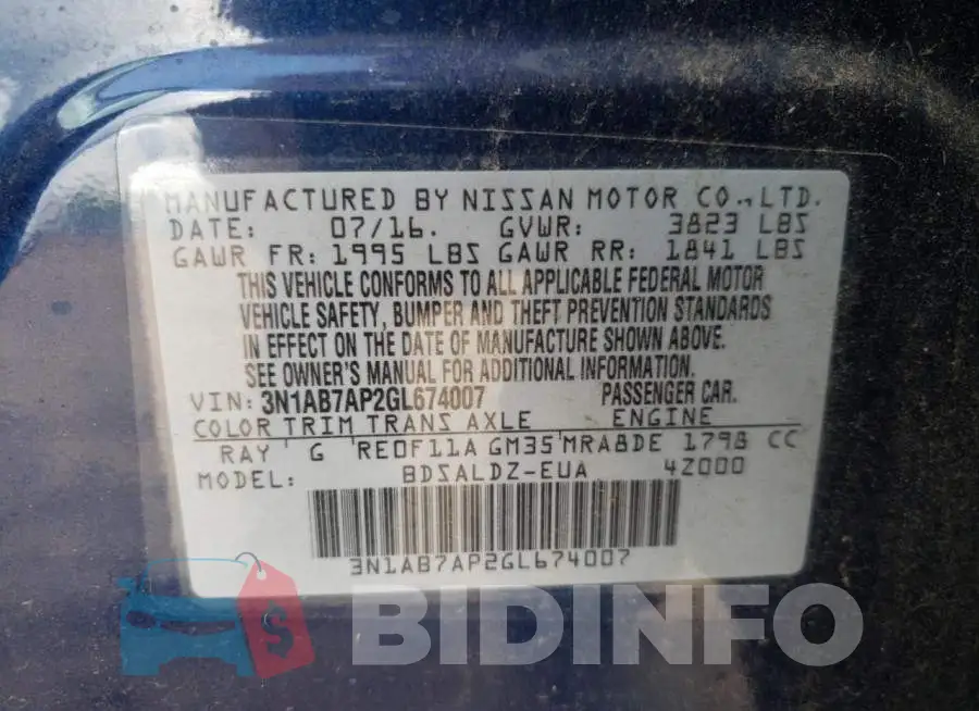3N1AB7AP2GL674007 Photo# 10