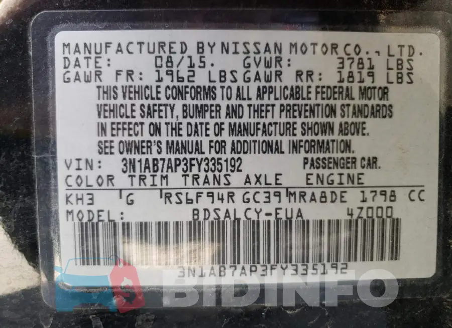 3N1AB7AP3FY335192 Photo# 12