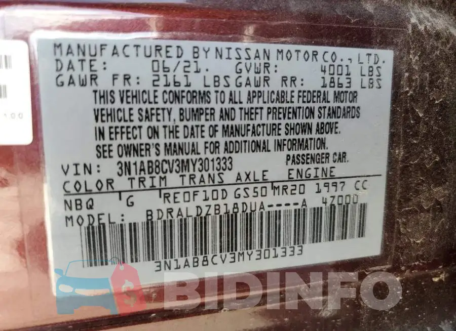 3N1AB8CV3MY301333 Photo# 12