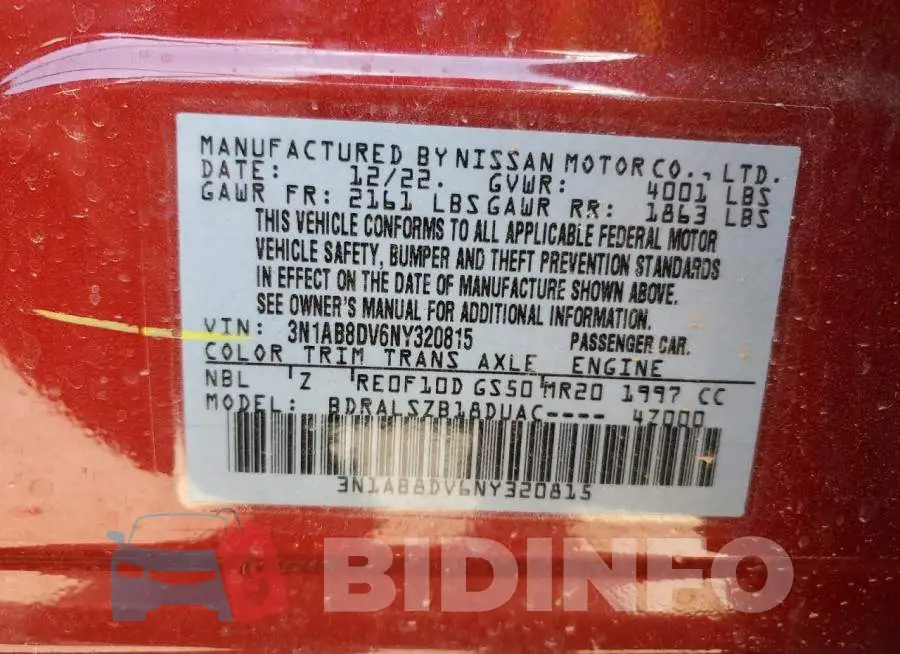 3N1AB8DV6NY320815 Photo# 12