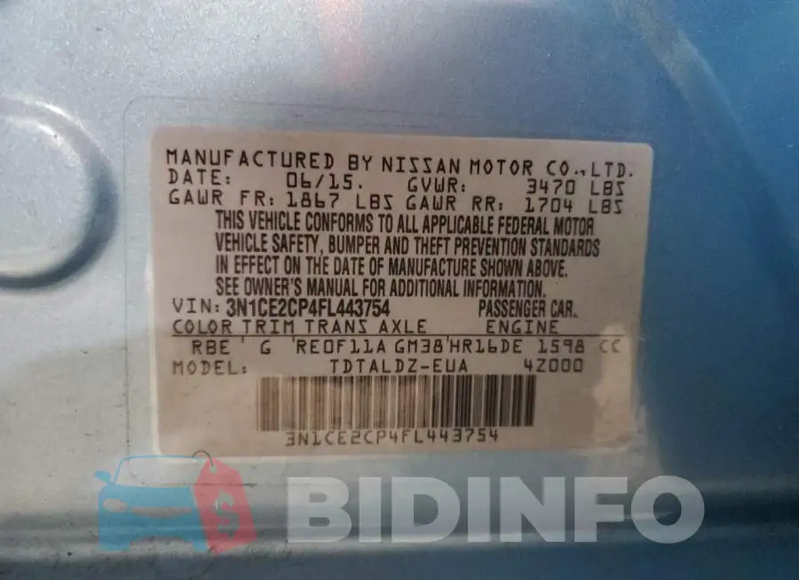 3N1CE2CP4FL443754 Photo# 12