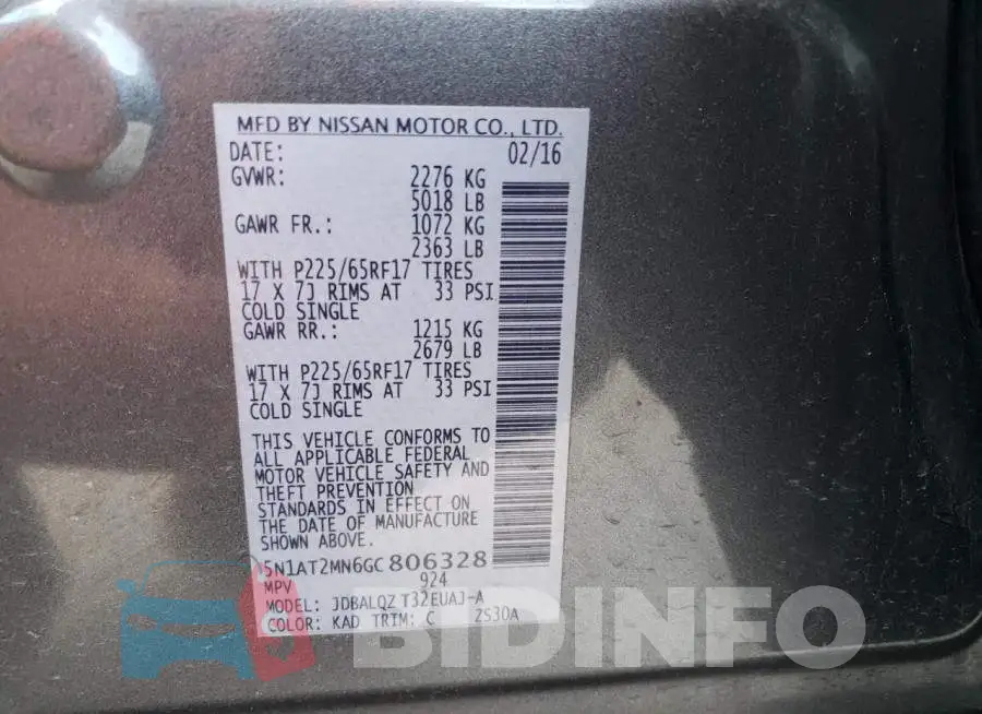 5N1AT2MN6GC806328 Photo# 14