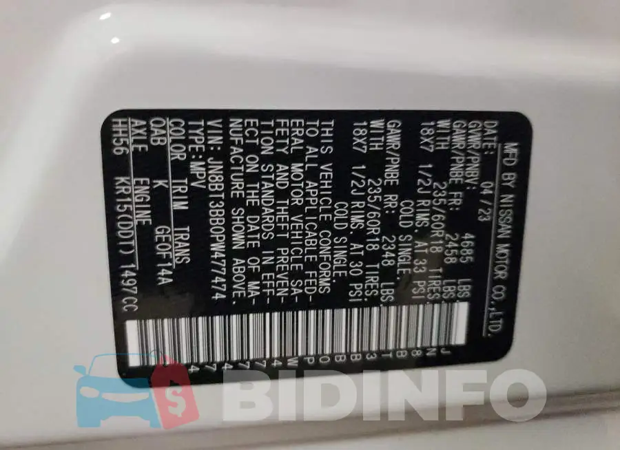 JN8BT3BB0PW477474 Photo# 13
