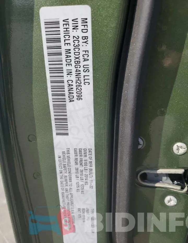 2C3CDXBG4NH262096 Photo# 13