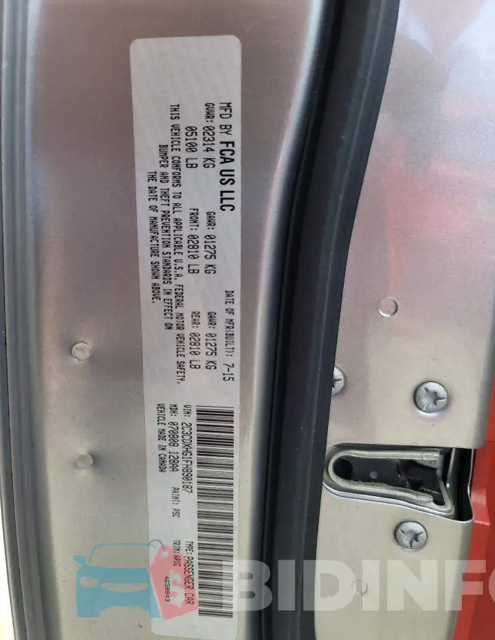 2C3CDXHG1FH890187 Photo# 12