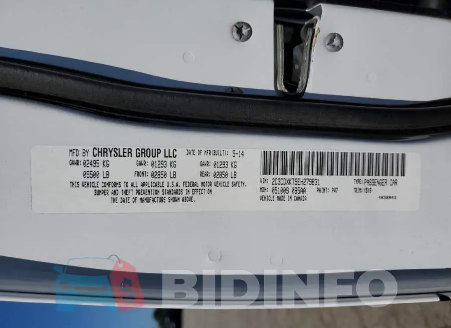 2C3CDXKT9EH279831 Photo# 13
