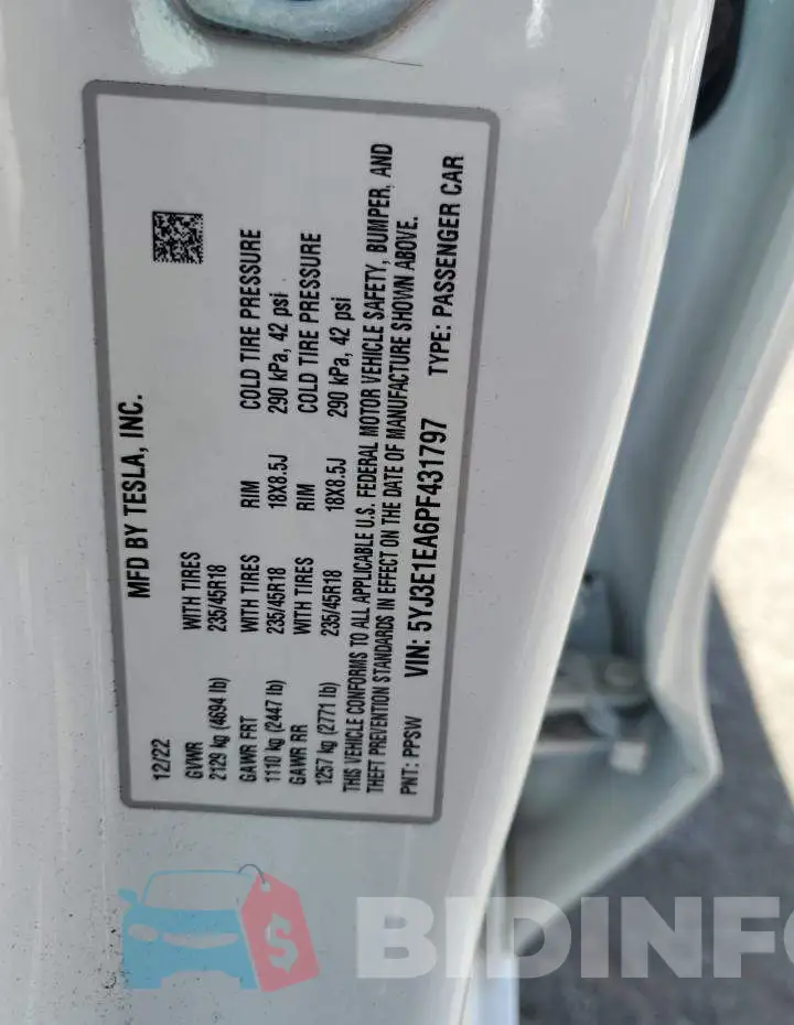 5YJ3E1EA6PF431797 Photo# 13