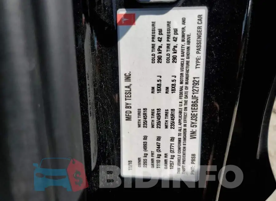 5YJ3E1EB6JF127921 Photo# 12