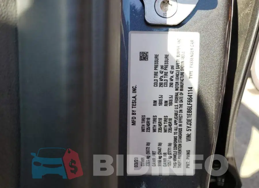 5YJ3E1EB6LF664114 Photo# 13