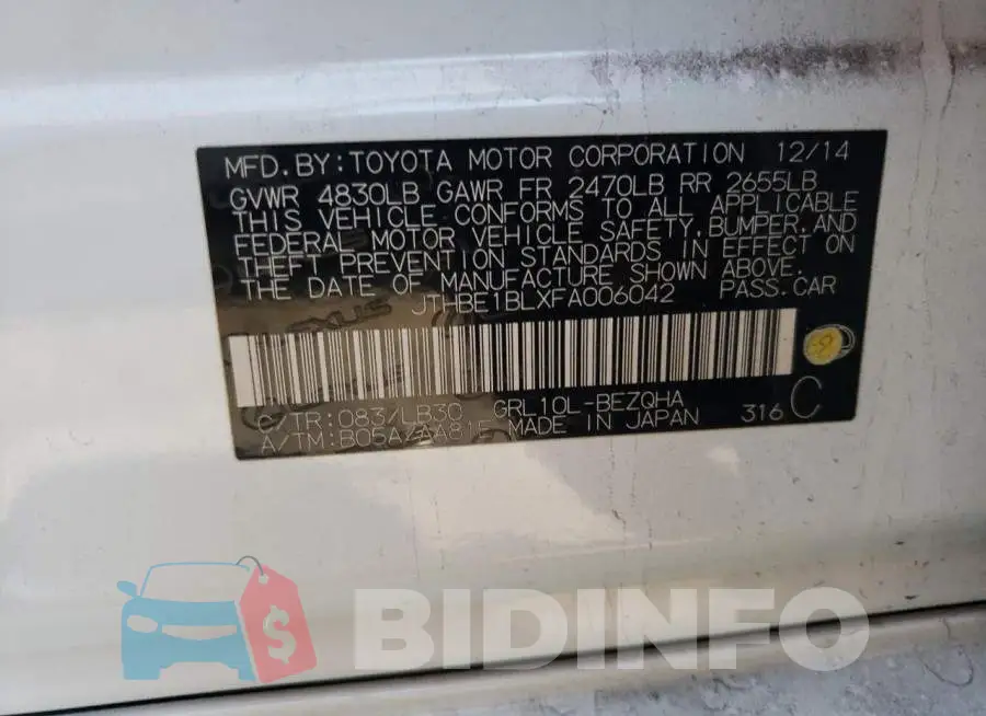 JTHBE1BLXFA006042 Photo# 13