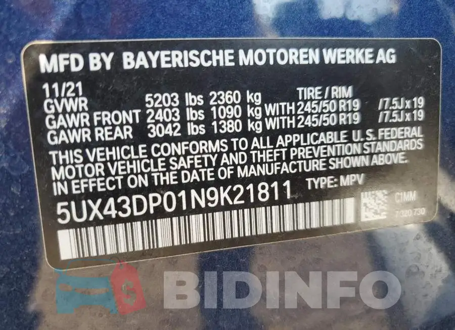 5UX43DP01N9K21811 Photo# 14
