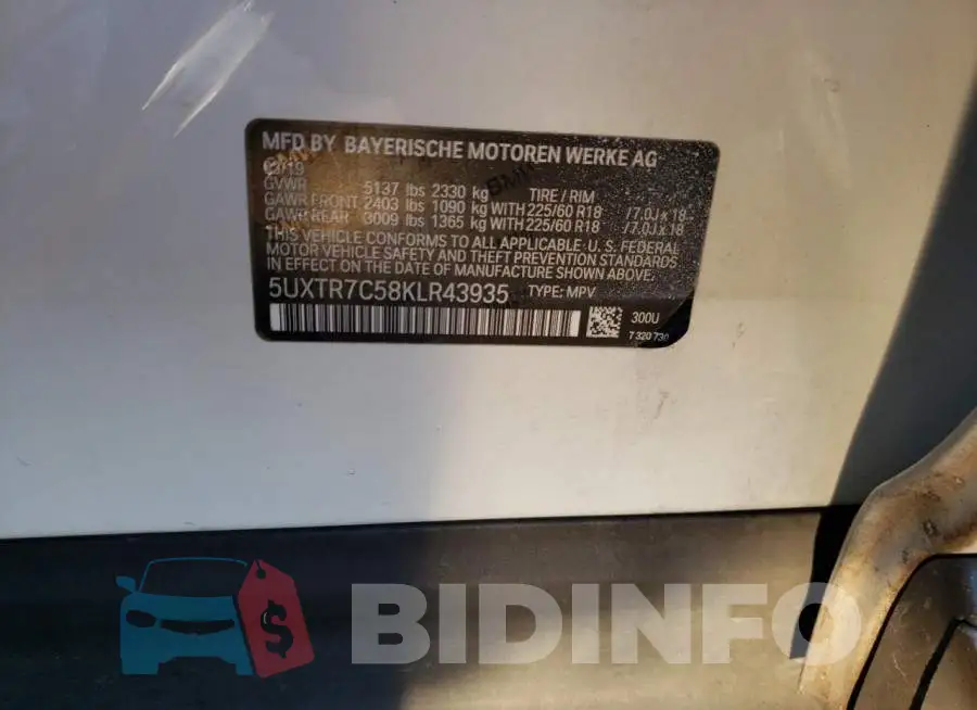 5UXTR7C58KLR43935 Photo# 13