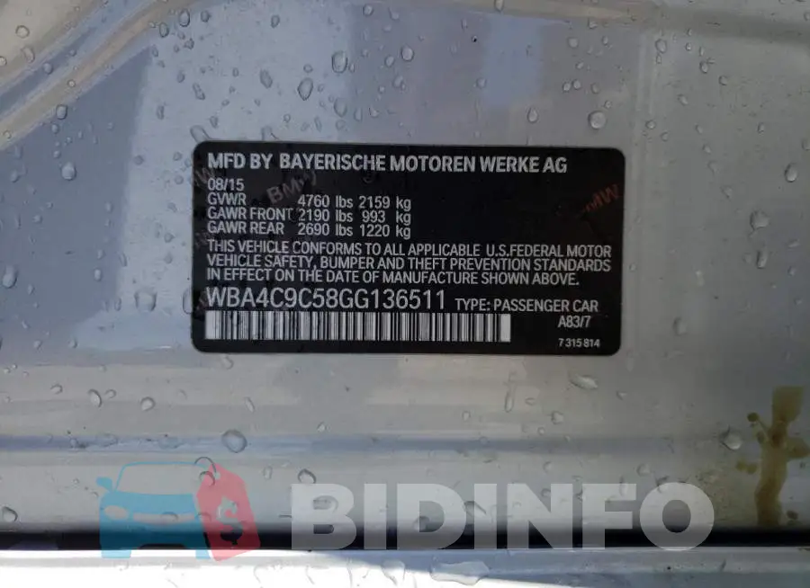 WBA4C9C58GG136511 Photo# 12