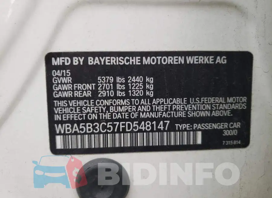 WBA5B3C57FD548147 Photo# 12