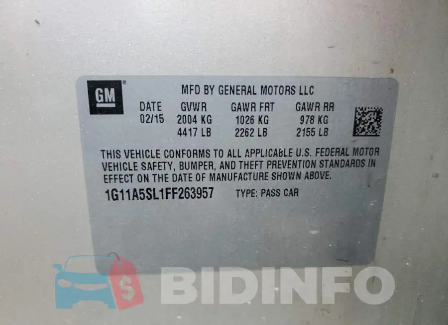 1G11A5SL1FF263957 Photo# 12