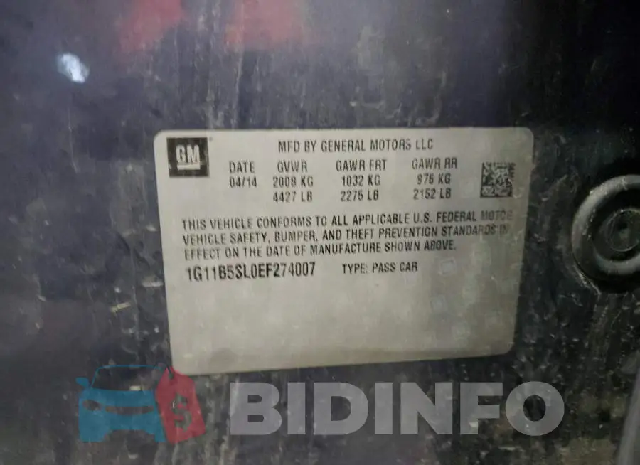 1G11B5SL0EF274007 Photo# 12