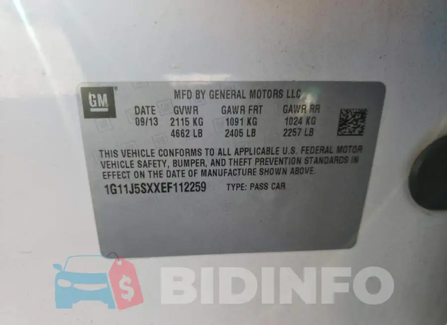 1G11J5SXXEF112259 Photo# 10