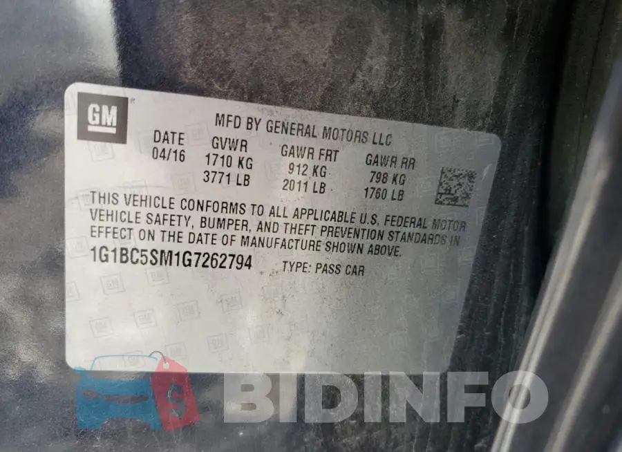 1G1BC5SM1G7262794 Photo# 13