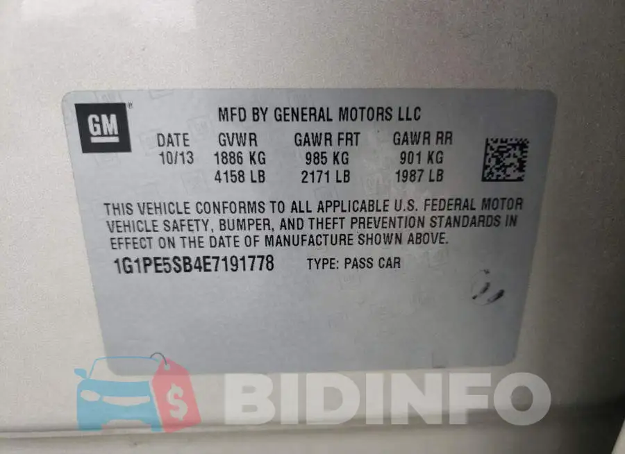 1G1PE5SB4E7191778 Photo# 13