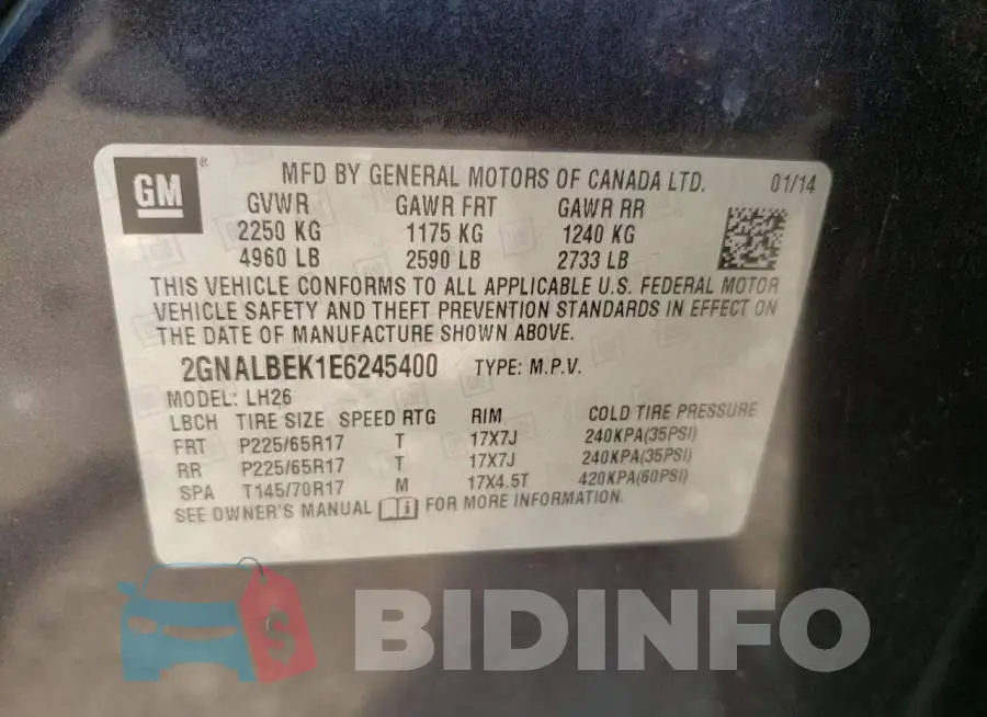 2GNALBEK1E6245400 Photo# 14