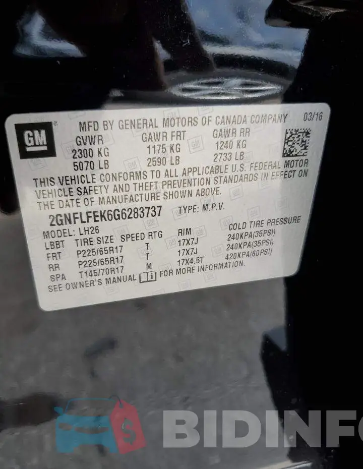 2GNFLFEK6G6283737 Photo# 13