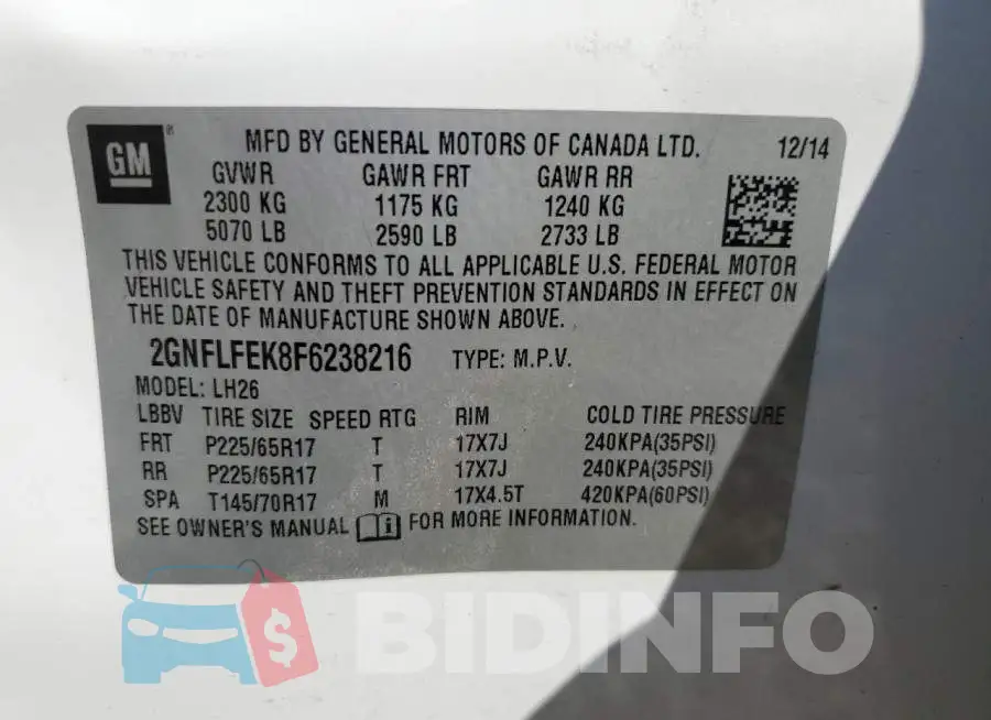 2GNFLFEK8F6238216 Photo# 14