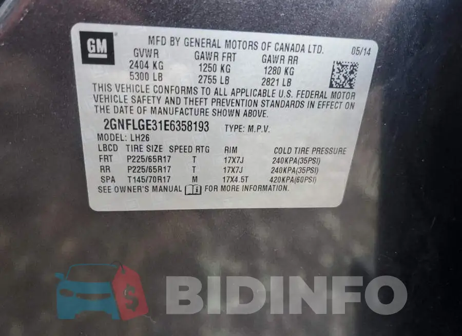 2GNFLGE31E6358193 Photo# 14