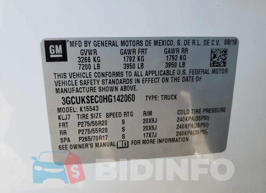 3GCUKSEC0HG142060 Photo# 12