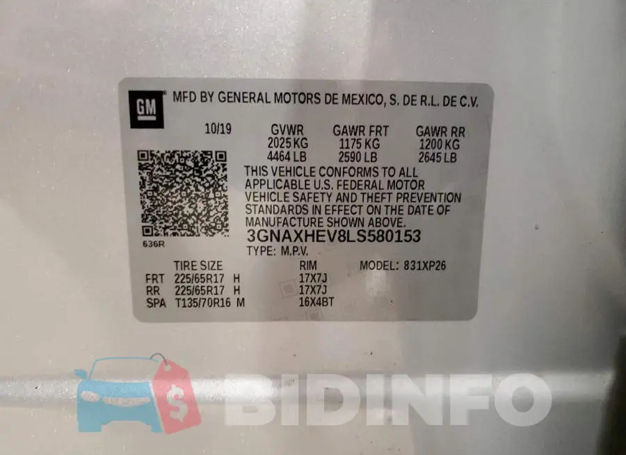 3GNAXHEV8LS580153 Photo# 13