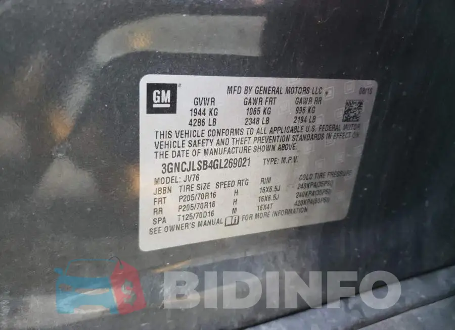 3GNCJLSB4GL269021 Photo# 12