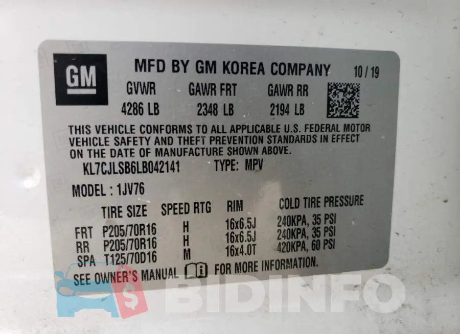 KL7CJLSB6LB042141 Photo# 14