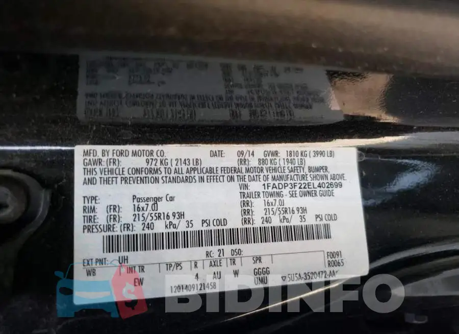 1FADP3F22EL402699 Photo# 12