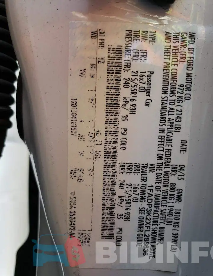1FADP3K2XFL288636 Photo# 12