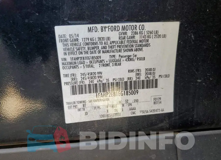 1FAHP2E81EG185009 Photo# 12